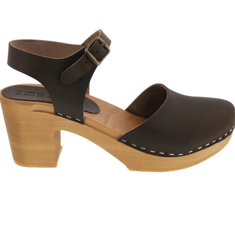 Margareta Swedish Wood Clog Sandals in oiled Leather Size 40